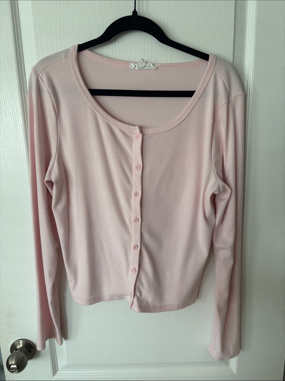 Hippie Rose Pale Pink Long-Sleeve Button Cardigan